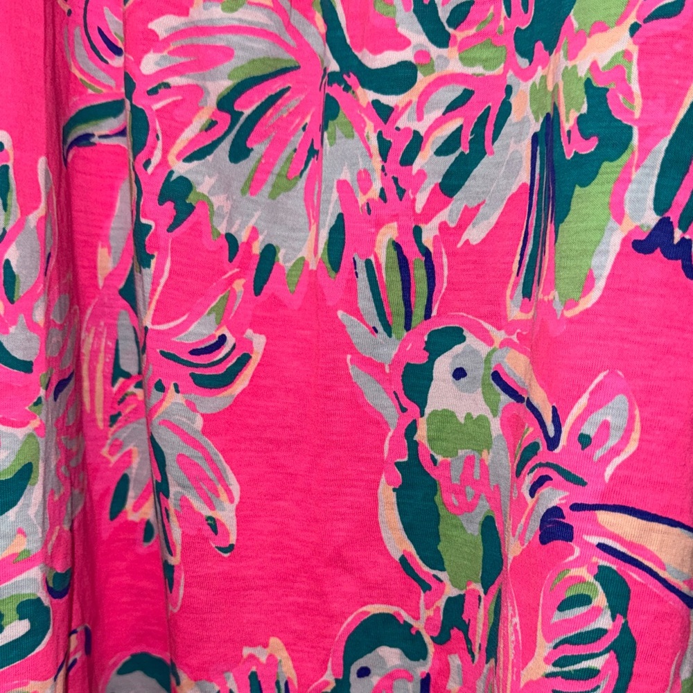 Lilly Pulitzer Pink Parrot Racerback Tank Top Size M Tropical Resort Summer - Picture 4 of 4